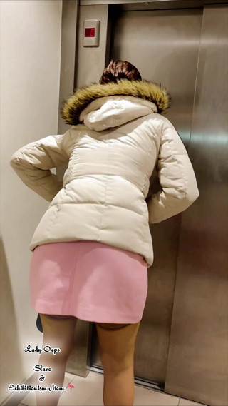 Flashing in Pink Micro Skirt Stockings High Heels