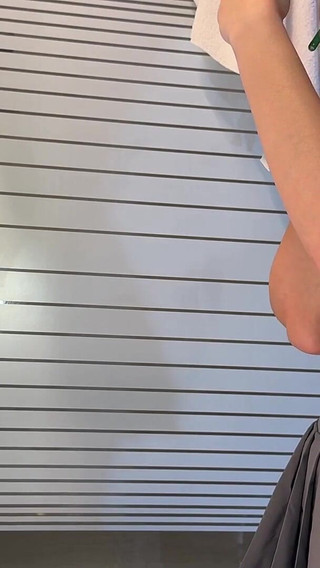 Long Legs Cute Beauty College Girl in a School Uniform Mini Skirt Flashes Pussy and Ass in Black Stockings